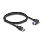 DeLOCK Cable USB Tipo-A a USB Tipo-B con tornillo y ángulo de 90°, 1 m, Negro