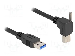 DeLOCK Cable USB Tipo-A a USB Tipo-B con tornillo y ángulo de 90°, 1 m, Negro