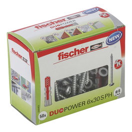Fischer DuoPower 6x30 S Dübel con tornillos 6 x 30 mm, 50 unidades