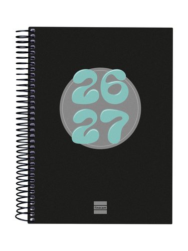 Finocam Agenda Cool para Estudiantes Espiral 2026-2027 Negro 155x212mm
