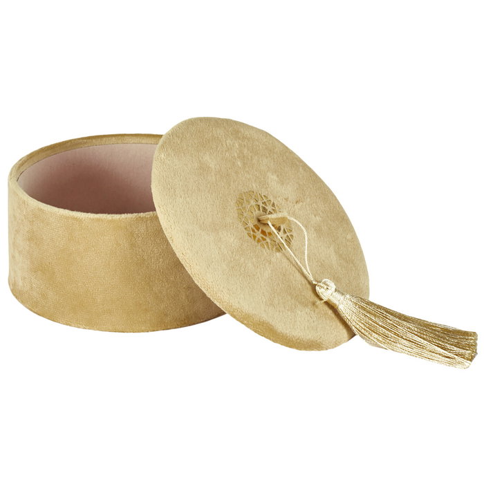 Home Deco Factory Joyero Terciopelo Mirage Beige Naranja Negro Diámetro 13.5cm Altura 7cm