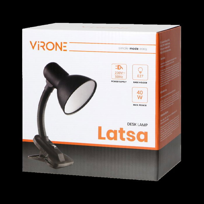 ORNO Lámpara de Escritorio Flexible Virone con Pinza E27 - Lámpara de Pinza Ajustable para Escritorio, Iluminación LED