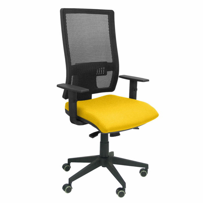PIQUERAS Y CRESPO Silla Horna con mecanismo Sincro, asiento Amarillo y respaldo Negro