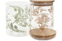 DKD Home Decor Bote de Borosilicato y Bambú 700 ml, Pack de 2