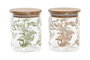 DKD Home Decor Bote de Borosilicato y Bambú 700 ml, Pack de 2