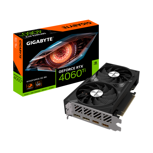 Gigabyte GeForce RTX 4060 Ti WINDFORCE OC 8GB GDDR6 128bit 2 Ventiladores 7680x4320 Pixeles GV-N406TWF2OC-8GD