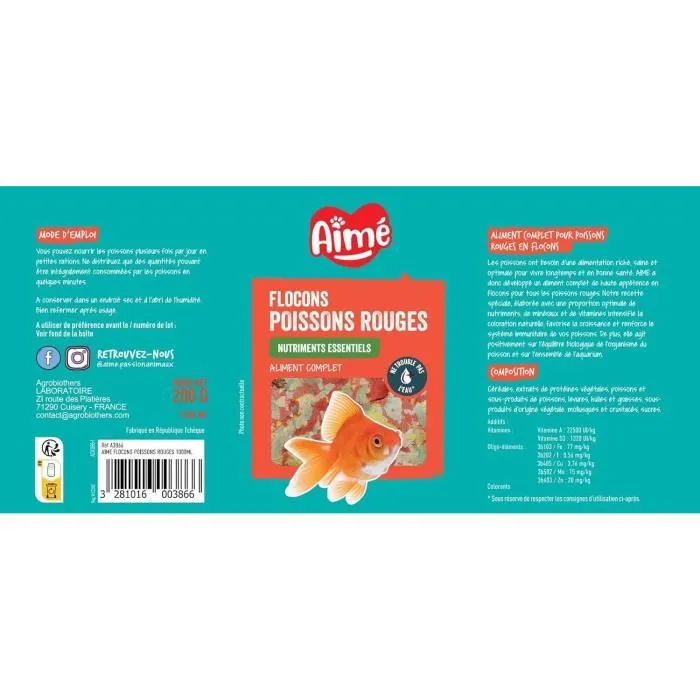 Aime Comida Goldfish Alimento Entero en Escamas 1 L