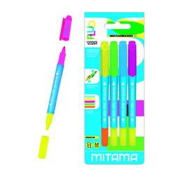 Marcador Fluor Mitama Doble Punta Neon Estuche De 4