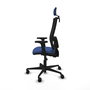Silla de oficina Bormate con mecanismo Asincro tapizada con Tela color Azul marino y malla color Negro. Equipada con lumbar 1D, Brazos 2D, Cabecero 2D y Ruedas 65mm nailon