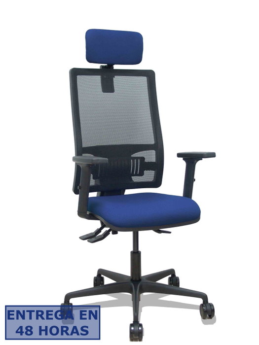 PIQUERAS Y CRESPO Silla Bormate con mecanismo Asincro, asiento azul marino y respaldo de malla negro