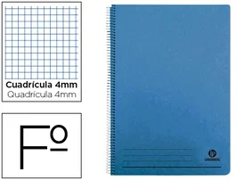 Liderpapel Cuaderno Espiral Folio 100 Hojas Cuadro 4mm Tapa Azul con Margen 70gr