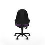 Silla de oficina Algarra con mecanismo Contacto permanente de doble maneta tapizada con Tela color Morado. Equipada con Base poliamida negra, Brazos fijos y Ruedas autofrenantes