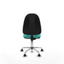 Silla de oficina Algarra con mecanismo Contacto permanente básico tapizada con Similpiel color Turquesa. Equipada con Base cromada, Sin brazos y Ruedas de parqué