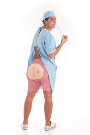 Creaciones Llopis Disfraz Adulto Enfermo Hospital Talla XXL Pantalón Con Culete Bata Gorrito Mascarilla Multicolor