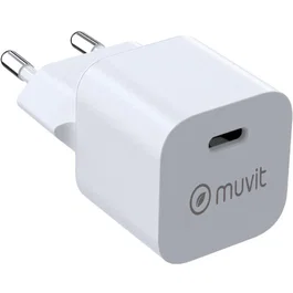 Muvit Cargador de Pared For Change BiooFnix 25W PD USB-C, Modelo MCACC0049, Hecho con Bioresina de Aceite de Ricino, Compacto para Smartphones y Tablets