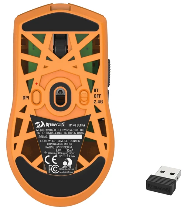 Redragon King Ultra M916OB-ULT Ratón Gaming Láser Inalámbrico USB-C, Naranja Redragon King Ultra M916OB-ULT Ratón Gaming Láser Inalámbrico USB-C, Naranja