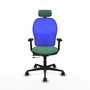 PIQUERAS Y CRESPO Silla de oficina Jorquera con mecanismo Sincro/Traslack Verde esmeralda y Azul