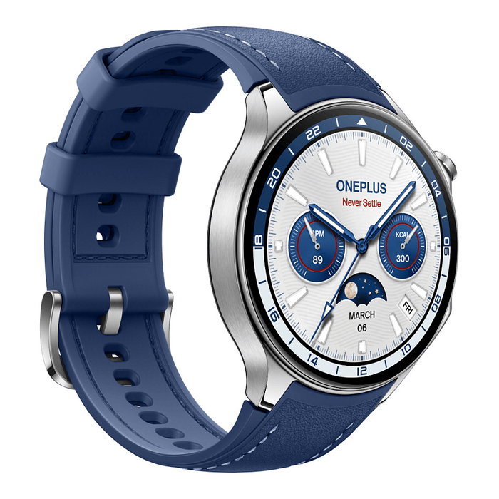 OnePlus OnePlus Watch 2 Reloj Inteligente Azul para Hombre y Mujer, Pantalla AMOLED Táctil de 1.43" (3.63 cm), GPS, Wear OS, 32GB, Resistencia IP68, 500 mAh