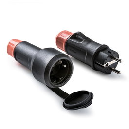 Famatel Base móvil con tapa de goma y clavija Schuko 2P+T 16A 250V IP54 Negra Blister