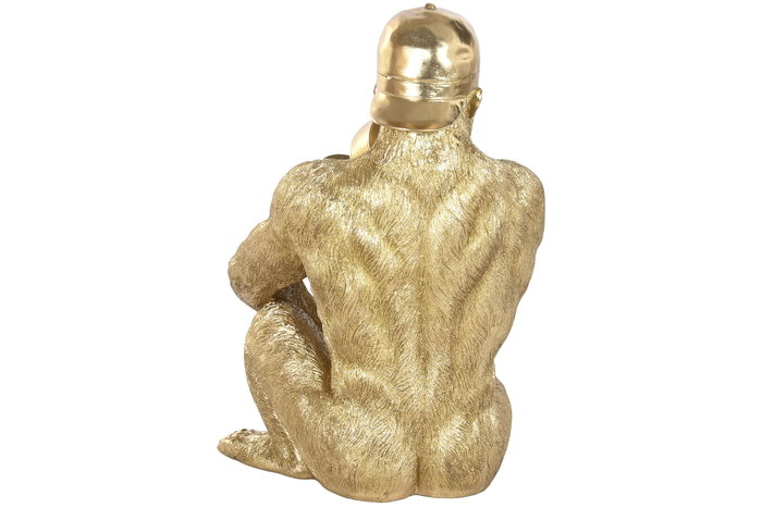 DKD Home Decor Figura de Gorila Dorado en Resina