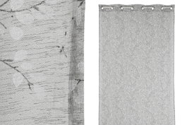 DKD Home Decor Cortina de Poliéster Gris Claro 140x260 cm con 8 Anillas