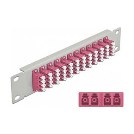 DeLOCK Panel de Conexión Fibra Óptica 10'' 12 Puertos LC Quad, 1U Rack, Color Gris/Violeta