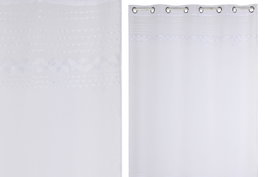 DKD Home Decor Cortina de Poliéster 140x260 cm Blanca con 8 Anillas