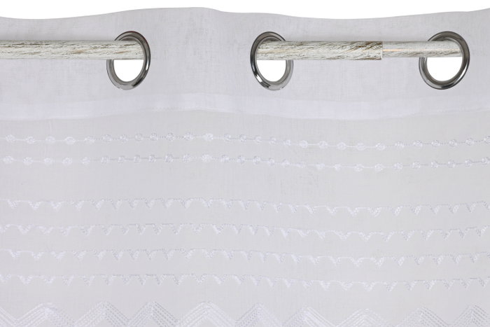 DKD Home Decor Cortina de Poliéster 140x260 cm Blanca con 8 Anillas