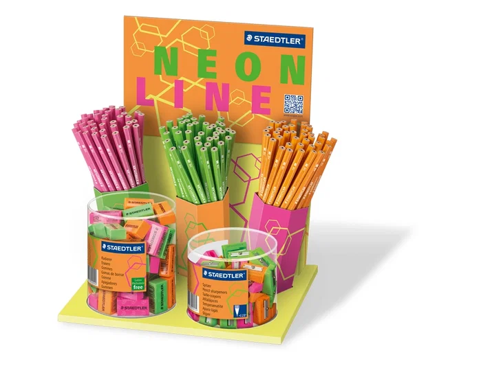 Staedtler Wopex Neon Lápices de grafito ecológicos, expositor de 120 unidades