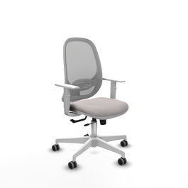 PIQUERAS Y CRESPO Silla de oficina Cilanco con mecanismo Sincro/Traslack, Blanco y Gris