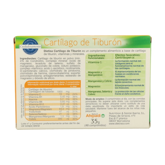 Dietisa Cartílago de Tiburón (Ideceron) 48 comprimidos Dietisa Cartílago de Tiburón (Ideceron) 48 comprimidos