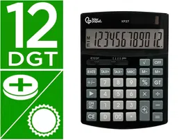 Liderpapel Calculadora sobremesa xf27 12 dígitos, solar y pilas, color negro