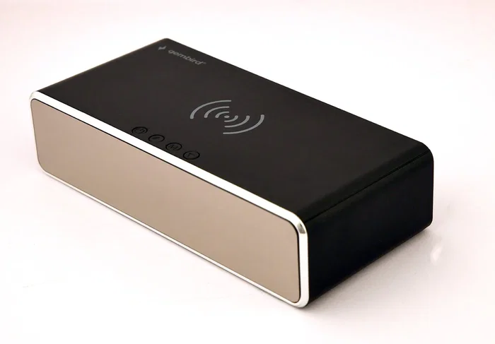 Gembird DAC-WPC-01 Despertador Digital Reloj con Carga Inalámbrica para iPhone y Galaxy, Pantalla LCD, Alarma Dual, Temperatura, Negro
