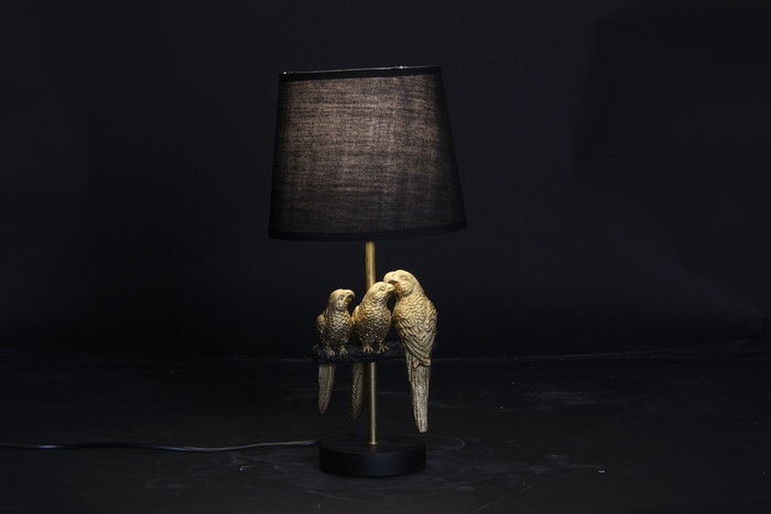 DKD Home Decor Lámpara Sobremesa Tropical Negro Dorado 20 x 39 x 20 cm (4 Unidades)