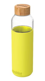 QUOKKA Botella de Cristal Flow 660 ml con Funda Protectora de Silicona Neon Green