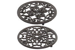 DKD Home Decor Soporte Marron Oscuro para Macetas Hierro Colado 18 x 1.5 x 18 cm (6 Unidades)