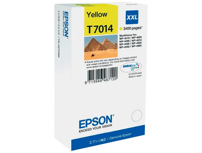 Epson T7014 Tinta Amarilla XL para Impresoras WorkForce Pro WP-4000 WP-4500 - Alto Rendimiento 3400 Páginas