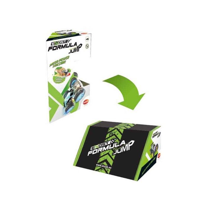 Bizak Exost Jump Pack Inicio Coche Acrobático a Fricción sin Pilas con Rampa de Lanzamiento