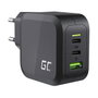Green Cell Cargador GaN 65W con 2x USB-C y 1x USB-A Negro