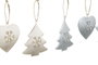 DKD Home Decor Decoracion Colgante Navidad Moderna Blanco Gris Metal Set de 6 Piezas 2 x 7 x 7 cm