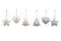 DKD Home Decor Decoracion Colgante Navidad Moderna Blanco Gris Metal Set de 6 Piezas 2 x 7 x 7 cm