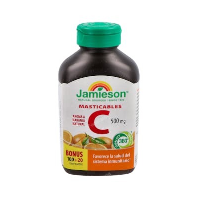 JAMIESON Vitamina C 500Mg Sabor Naranja 100 Comprimidos Masticables para el Sistema Inmune JAMIESON Vitamina C 500Mg Sabor Naranja 100 Comprimidos Masticables para el Sistema Inmune