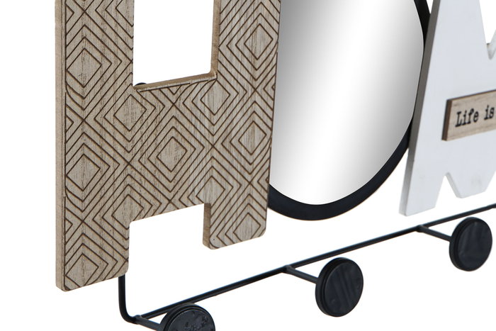DKD Home Decor Perchero de Pared MDF con Espejo 45x5x21 cm