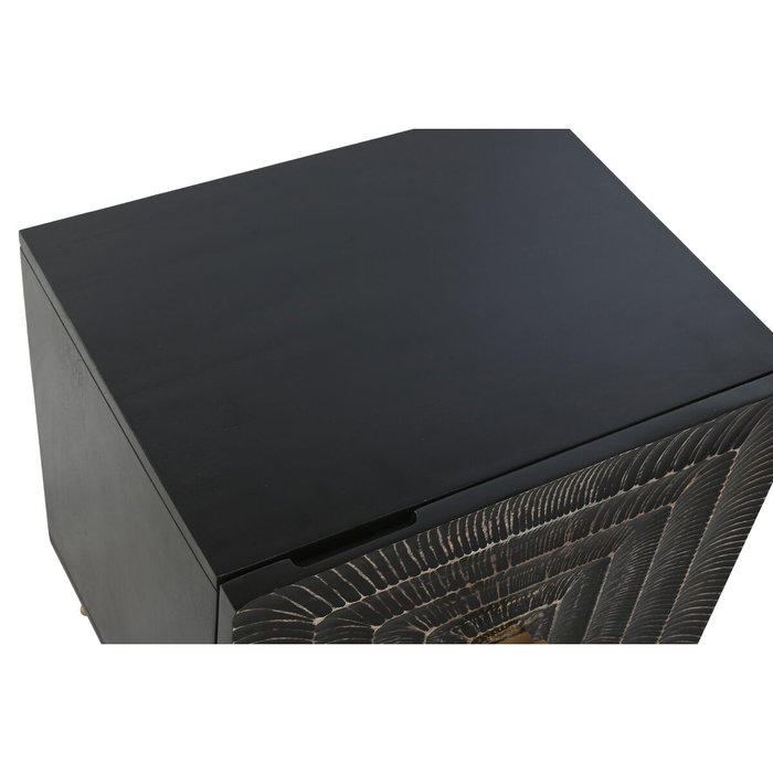 DKD Home Decor Mesita de Noche Colonial Negro Dorado Mango y Metal 40 x 50 x 50 cm
