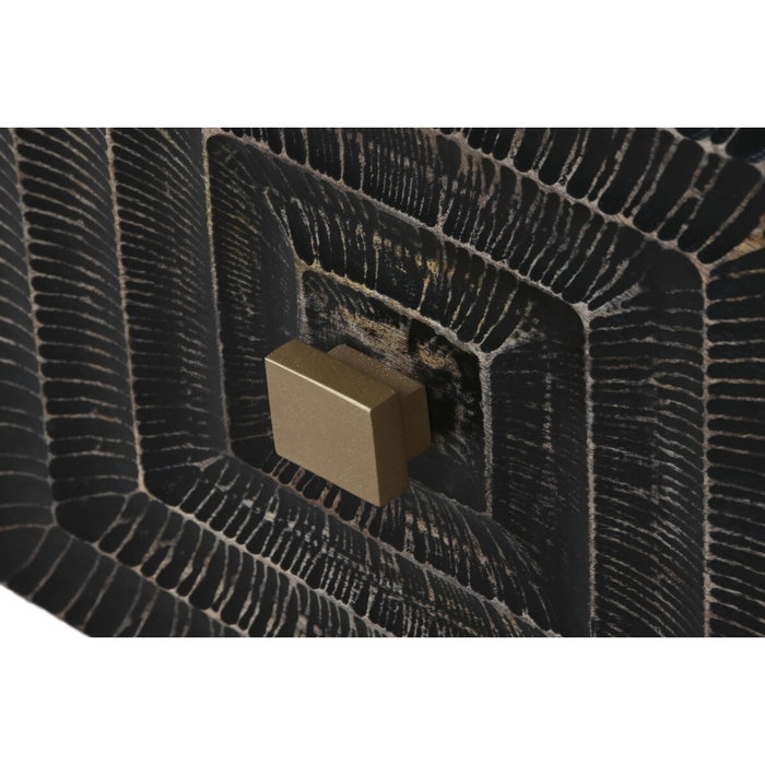 DKD Home Decor Mesita de Noche Colonial Negro Dorado Mango y Metal 40 x 50 x 50 cm