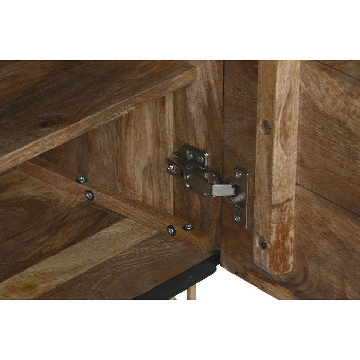 DKD Home Decor Mesita de Noche Colonial Negro Dorado Mango y Metal 40 x 50 x 50 cm
