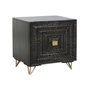 DKD Home Decor Mesita de Noche Colonial Negro Dorado Mango y Metal 40 x 50 x 50 cm