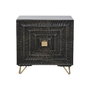 DKD Home Decor Mesita de Noche Colonial Negro Dorado Mango y Metal 40 x 50 x 50 cm