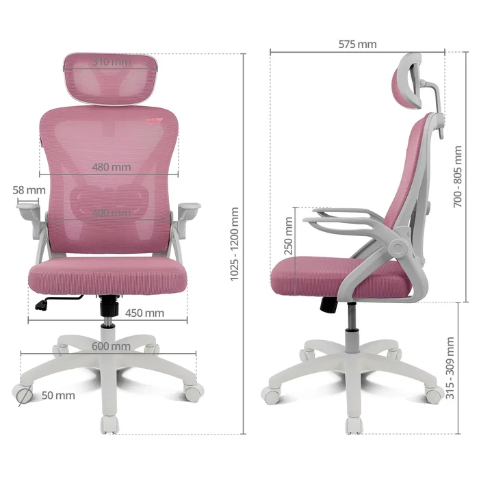 Drift DRAIR35 Silla Gaming Ergonómica con Respaldo de Malla, Color Blanco y Rosa, Reposabrazos Abatibles, Inclinación 90-120°, Soporta 120 kg