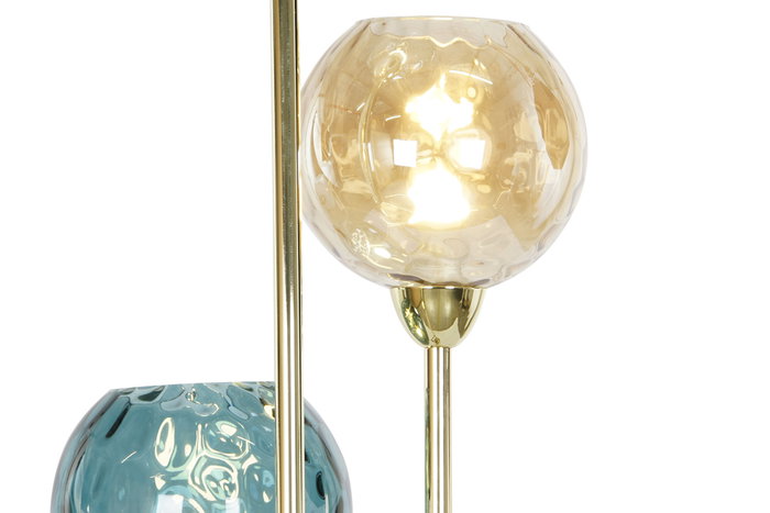 DKD Home Decor Lámpara de Pie Metal y Cristal con Bolas Dorado
